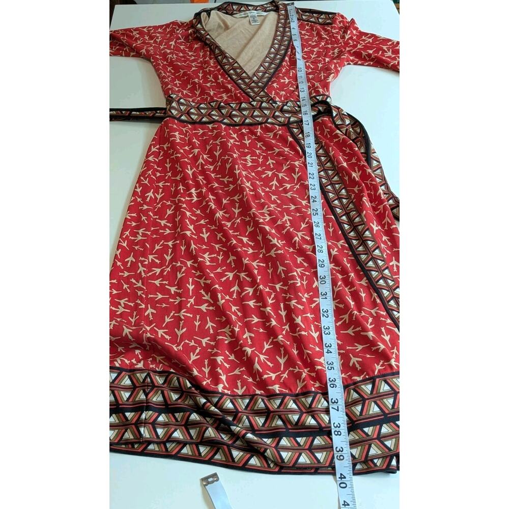 Diane von Furstenberg Lucinda Silk Wrap Dress Womens Size S Red Airplanes - Picture 11 of 11